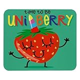 VAPOKF Alfombrilla de mouse para juegos, diseño de unicornio y fresa verde fresa, alfombrilla de mouse para escritorio, oficina en casa, base de goma, alfombrilla de teclado para computadora portátil