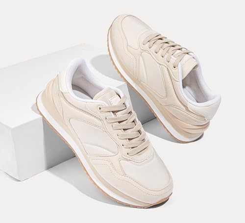 Image of LUCKY STEP Women's Platform Fashion Sneakers Suede Colorful Colorblock Stylish Retro Casual Neutral Tennis Running Footwear Walking Shoes
