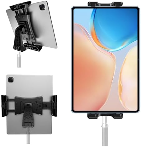 iPad and Phone Tripod Mount Adapter 360 Degree Rotatable Universal, Tablet Clamp Holder for Tripod, Selfie Stick, Monopod, Compatible with iPad Pro, iPad Air, iPad mini, 3.5-13.5 Inch Phone Tablet