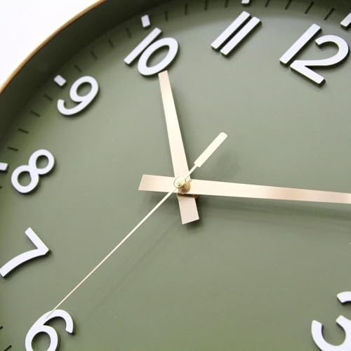Image of Rylan Plastic Digital Wall Clock 12 inch Silent Quartz Decorative Non-Ticking Classic Clock Battery Operated Round Easy to Read for Room /Home /Kitchen /Bedroom /Office /School (Mehendi)'