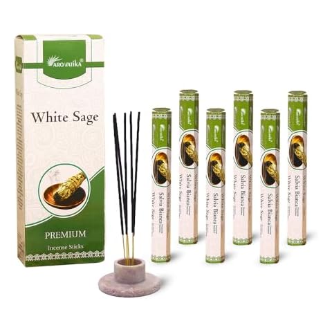 ARO VATIKA White Sage Hexa 120 Incense Sticks in Pack of 6 | White Sage Fragrance Agarbatti for, Freshness, Meditation & Air Purifier| Burn Time- Approx 40 Mins Cover