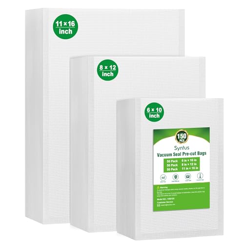 Comparison: Best Sous Vide Bags 3 Syntus Vacuum Sealer Bags, 150 Gallon 11" x 16" and Quart 8" x 12" and Pint 6" x 10" Commercial Grade PreCut Bag, BPA Free Food Vac Bags for Storage, Meal Prep or Sous Vide