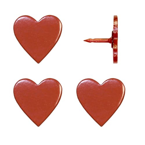 Image of Big Red Heart Push Pins - Large Red Metal Heart Map Pins - for Cork Board, Maps, or Lapel Pin Use - Designed in USA - Set of 4
