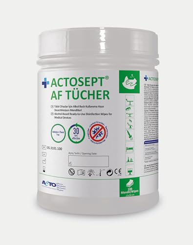 Actosept® AF Dezenfeksiyon Mendili – 100'lü, Alkol Bazlı, Yüzey Hijyeni için Hızlı Etkili Mendil, 30 Saniyede Temizlik, Aldehit & Fenol İçermez
