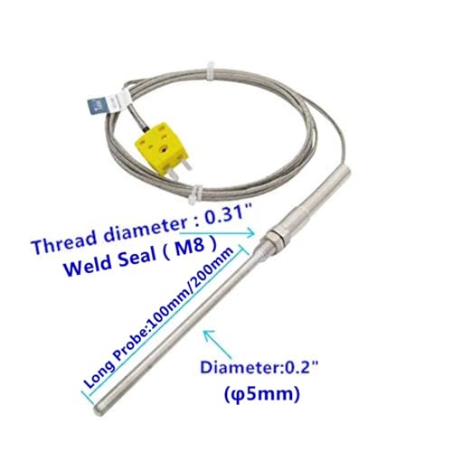 Sensor y medidor termopar tipo K de 100mm con controlador temperatura M8 2