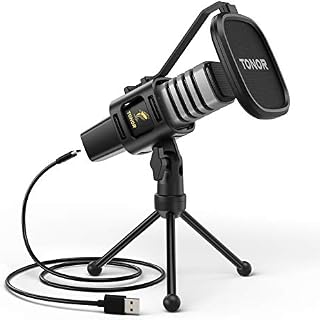 TONOR TC30 Pojemnościowy mikrofon USB do komputera stacjonarnego lub laptopa, z trójnożnym statywem, dla nagrywających podcasty, filmy na YouTube, transmisje i do rozmów na Skype
