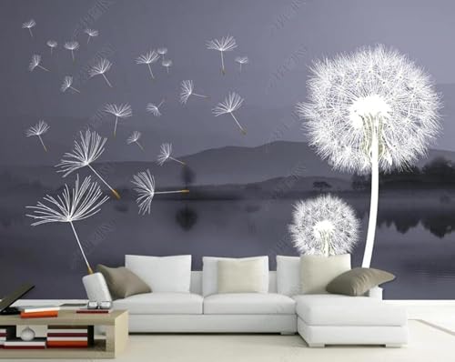 Tzxztt Paisaje Abstracto Tridimensional Blanco Diente De León Papel Pintado 3D Seda Texturizada Primera Calidad Neutros Material Ideal Para SalóN Dormitorio-200cm×140cm