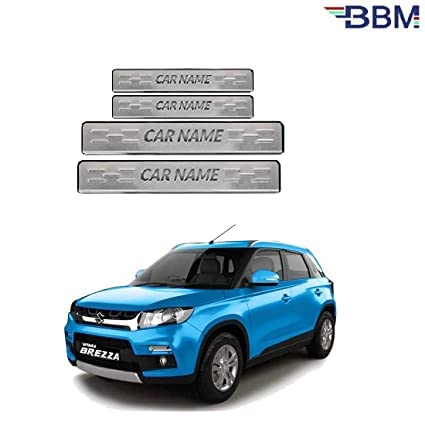 Image of Door Sill /Foot Step Stainless Steel Plates with Suzuki Vitara Brezza 2019-2026 (Set of 4 Pcs)