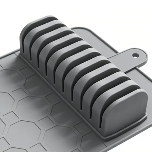 Organizador de cuchillos de silicona Rengue con 10 ranuras gris para cajón de cocina 7