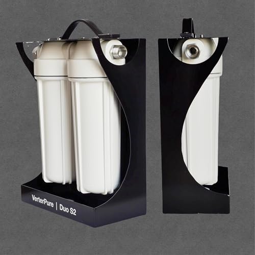 Image of Duo S2 External 2-Stage RV Fresh Water Filter System, High Flow, NSF Housings, 3 /4 inch GHT Stainless Steel Fittings, Reduce Sediment, Chlorine, Odor, Heavy Duty Free-Standing Chassis, White