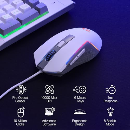 Image of Redragon S151 Gaming Keyboard & Mouse Combo, 104 Keys K525 Wired RGB Membrane Keyboard and 10000 DPI Wired M616 Gaming Mouse Bundle