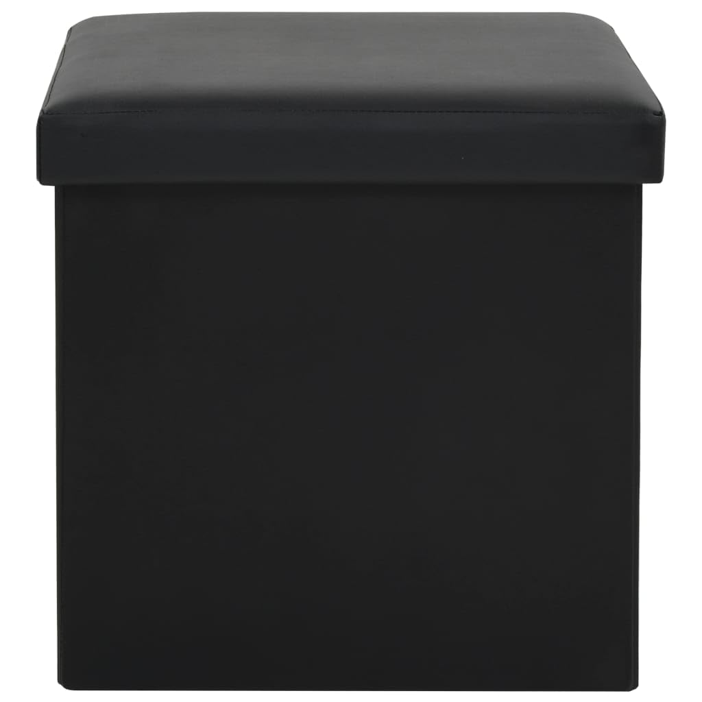 Taburete plegable con espacio de almacenamiento, juego de 2 unidades, piel sintética, ahorra espacio, apilable, portátil, resistente a la intemperie, asiento estable para cocina, balcón