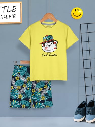 Image of HELLCAT Boys Dress Clothing Set Combo with Tshirts & Shorts - Pack 3