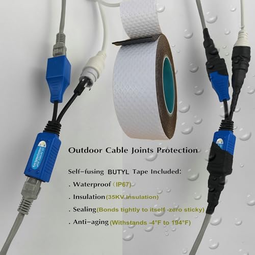 Image of 4 Pair PoE Ethernet Splitter, RJ45 Cable Sharing Kits - Waterproof | 2-in-1 Cat5e & cat6 Combiner, Ethernet Extender up to 600ft for 8 Security IP Cameras NVR Surveillance System