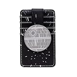 Buckle-Down Star Wars Vegan Leather Wallet, Character Wallet ID Card Holder, Star Wars Death Star with Galaxy Stars Black White