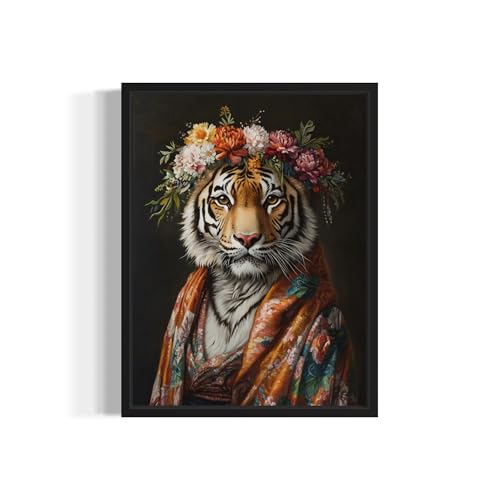 Bengal Tiger Flower Head Wall Art Print Poster, Kimono Bathroom Dressing Room Decor Posters Prints for Restroom Home Picture Painting Artwork Gallery 6 (Bengal Tiger, 8 x 10 inches, Unframed)