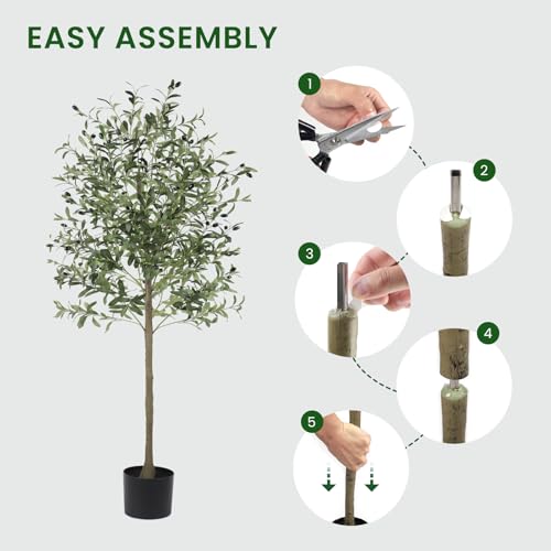 YOLEO Artificial Olive Tree 6FT Tall Faux Silk Plant for Home Office Decor Indoor Fake Olive Tree with Lifelike Olive Fruits