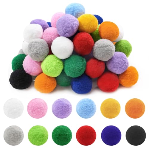 Image of 60Pcs Faux Fur Pom Poms Balls-1.5 Inch Pom Poms DIY Crafts Art School Craft