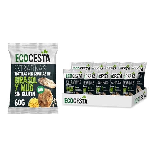 Ecocesta - Tortitas de Arroz Integral Extrafinas con Girasol y Mijo BIO - Pack 10 Bolsas x 60 g -...