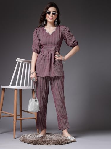 Image of Stylum Women's Self Woven Kantha Cotton Kurti Pant Set