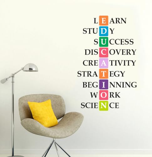 Image of Education Quotes Multicolor Office - Inspirational - Motivational - Quotes - Wall Sticker for Kids Room, Living Room, School, Library (Size - 121CM X 77CM)
