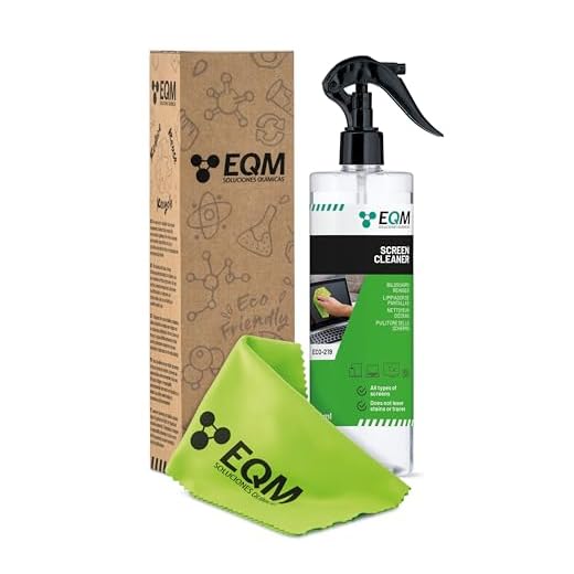 EQM - ECO-219 - Pulizia dello Schermo + Panno in Microfibra - 500 ML - Formato Premium - Tutti i tipi di display - Tablet, cellulare, laptop, fotocamera, LED, OLED...