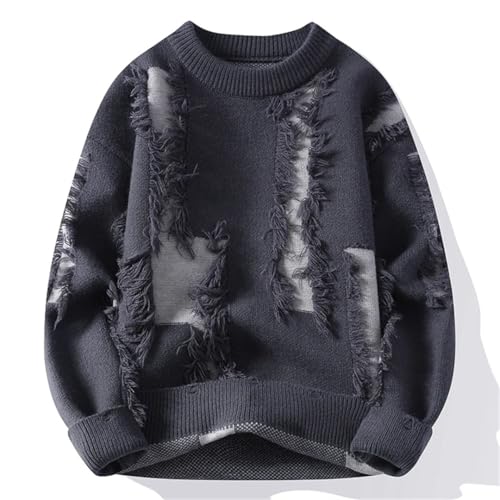 Men's Casual O-Neck Long Sleeve Pullover Thick Warm Loose Knitted Pattern Slim Fit Streetwear Sweater3