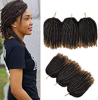 Spring Twist Ombre Crochet Braids Bomb Twist Synthetic Braiding Hair Extensions Low Temperature Fiber 1B/27# 8 Inch 3 Pack/lot