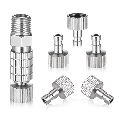 Hejo Kit d'Adaptateurs pour Aerographe Raccord Rapide Air Comprimé, 7 Compresseur pour Aerographe avec Adaptateur Femelle Mâle 1/8'', Tuyau Connecteur en Métal pour Air Comprimé et Tuyau Aérographe