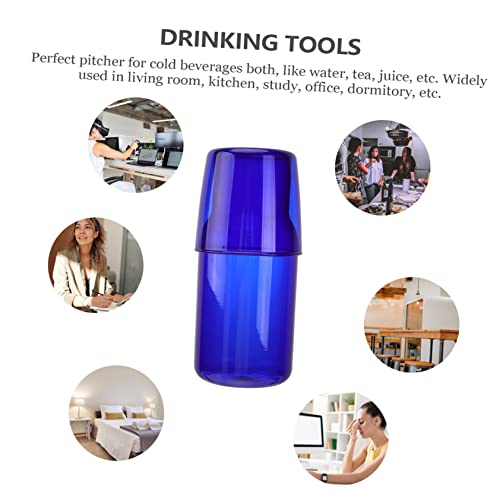Set de vaso y jarra de vidrio azul 500ml miniatura 4