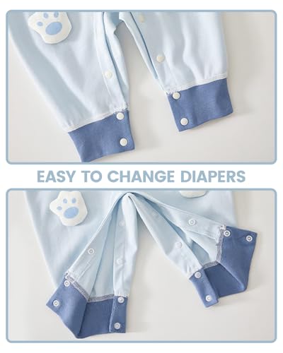 JiAmy Baby Boys Girls Romper Clothes Set, Cotton Long Sleeve Cartoon One Piece Outfits Bodysuits Jumpsuit Rompers Blue Dog 3-6 Months - Image 3
