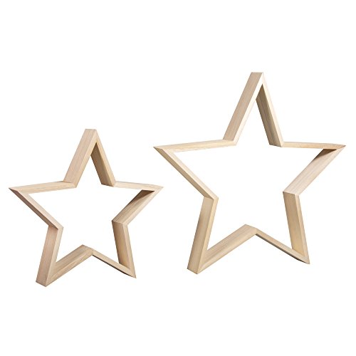 Rayher Holz-Rahmen Sterne Set, 2 Holz-Sterne, 35 cm und 24,5 cm ø,...