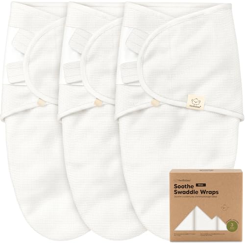 Image of 3-Pack Organic Swaddles for Newborns, Baby Swaddles 0-3 Months (Soft White) | Newborn Swaddle Sleep Sacks, Soft Cotton, Infant, Baby Swaddle Wraps, Girls, Boys, Large Hook & Loop Closure