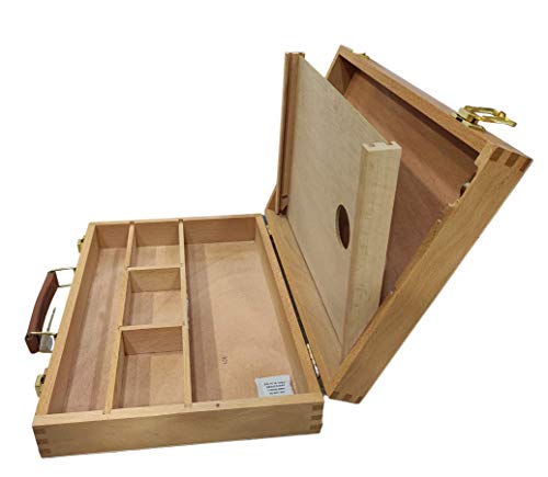 Image of Brustro Artists Empty Wooden Painting Box with a Palette