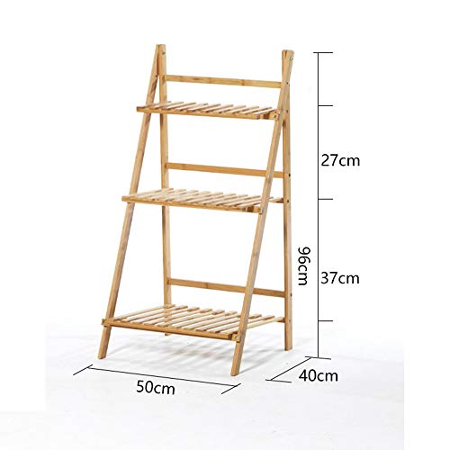 XIU Flower Stand-Flower Rack Solid Wood Multilayer Foldable Floorstanding Environmental Protection Flower Shelf Balcony Living Room Green Plants Succulents Bonsai Frame,50 * 40 * 96CM