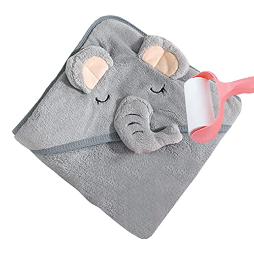 Qeyeid Serviette À Capuche pour Bébé aux Oreilles Mignonnes, Extra Douce et Absorbante, Cadeau Naissance, Sortie de Bain Personnalisée, Gris
