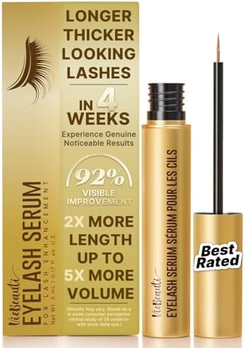 VieBeauti Lash Serum for Eyelash Growth: Eyelash Growth Serum with Advanced Formula to Boost Longer Fuller and Thicker Looking Lashes - Vegan & Cruelty-Free for Sensitive Eyes 5-Month Supply - 5 ML