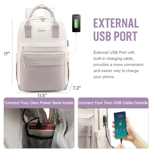Image of LOVEVOOK Laptop Backpack for Women 15.6 Inch Laptop Bag with USB Port, Fashion Waterproof Backpacks Teacher Nurse Stylish Travel Bags Vintage Daypacks for College Work