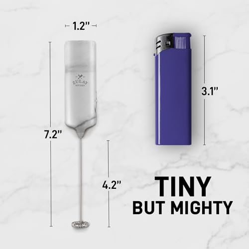 Image of Mini & Mighty Milk Frother Wand - Powerful Handheld Coffee Frother, Battery Operated Drink Mixer - Compact Pocket Size - Detachable Whisk for Latte, Cappuccino, Matcha, Hot Chocolate
