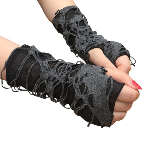 1 pcs Gants Punk Gothique,Hip Hop Demi Doigt gants,Sorcières Sans Doigts, Gants en Toile...