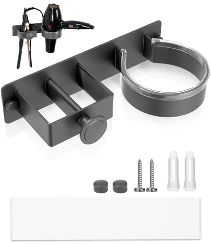 Cexovo Föhn Halterung Edelstahl Halter für Haartrockner Föhn und Glätteisen Halterung Fönhalter Ohne Bohren Haartrocknerhalter Wandhalterung Fönhalterung Bad Barbershop
