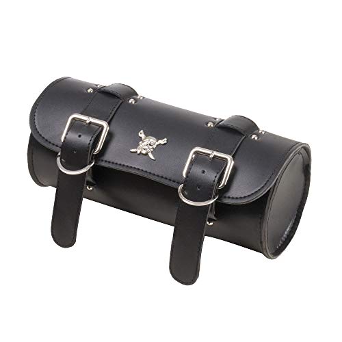 ElaineStore Motorcycle Fork Bag, Motorcycle Windshield Bag, Waterproof Saddlebag with Skull Badge
