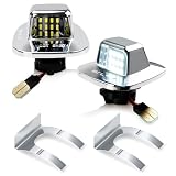 D-Lumina LED License Plate Light Tag Lamp Assembly Chrome Housing with Clip Retainer for 1988-1999 Chevy GMC Silverado Sierra C/K Series 1500 2500 3500 Suburban Blazer Tahoe Yukon Sonoma, Pack of 2