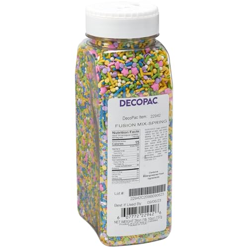 DecoPac Spring Fusion Mix Sprinkles, 26oz, Shaped Candy Sprinkles in Handheld Container, Edible Decorations For Celebration Cakes, Cupcakes, Cookies and Donuts