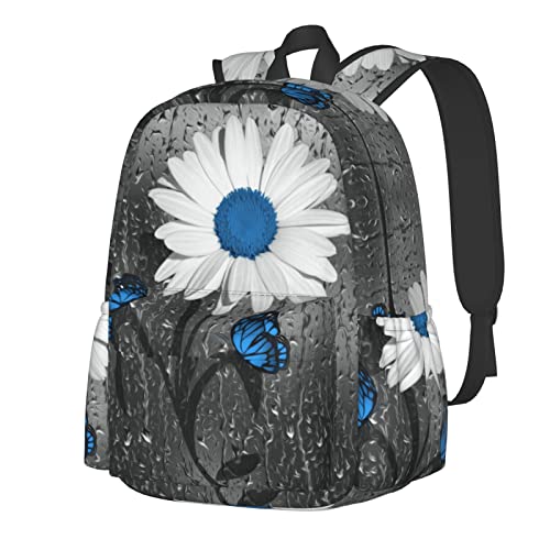 Sac à dos ordinateur portable marguerites noir grand format pour femmes et étudiants
