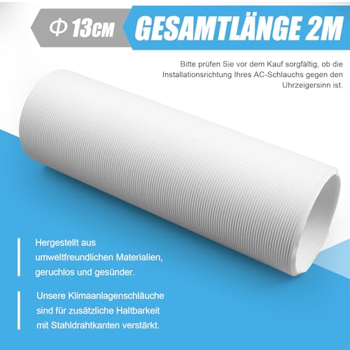 Tuyau climatiseur mobile flexible Ø130mm gaine évacuation universelle sèche-linge 2m - 5
