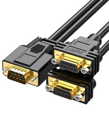 DB9 9 Pin 1 Male to 2 Female Rs232 Serial Splitter Adapter Straight Cable for 50cm Length