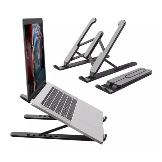 Base Suporte Notebook De Mesa Ergonômico Regulável Laptop Portátil Dobrável Ajustável Home Office Antiderrapante Compacto Apoio Regulagem Altura Tablet Celular Netbook Funcional 6