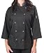 Womens ¾ Sleeve Active Chef Coat, Black with Slate Accent, M