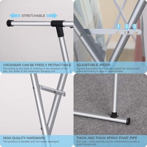 Adjustable Clothes Drying Rack, Stainless Steel Double Rail Laundry Airer, Folding Hanger for Indoor & Outdoor Use, 1.6m